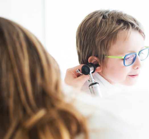 Child having hearing test